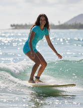 Island Girl Tiki Turquoise One Piece Swimsuit