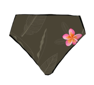 Sandy Soul Plumeria Khaki High-Rise Bikini Bottoms