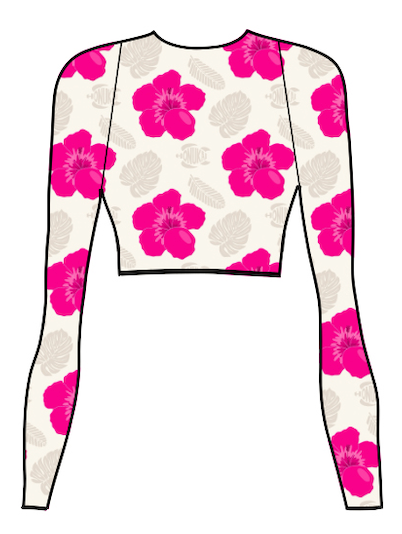 Shoreline Glow Hibiscus Pink Long Sleeve Bikini Top