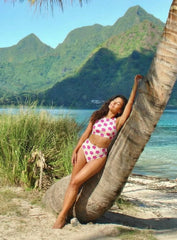 Sunset Chaser Hibiscus Pink Bikini Top