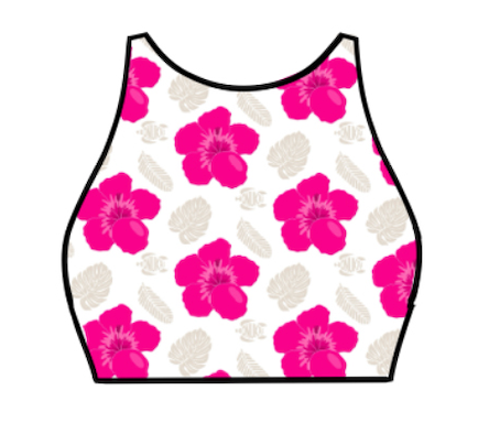 Sunset Chaser Hibiscus Pink Bikini Top