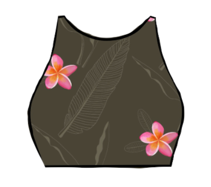 Sunset Chaser Plumeria Khaki Bikini Top
